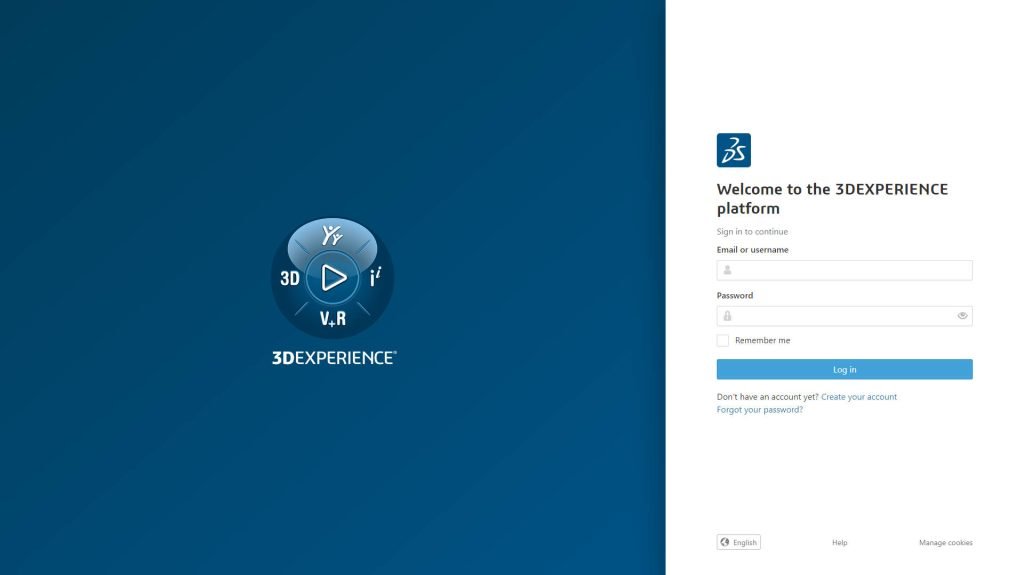 3DEXPERIENCE Log In Screen