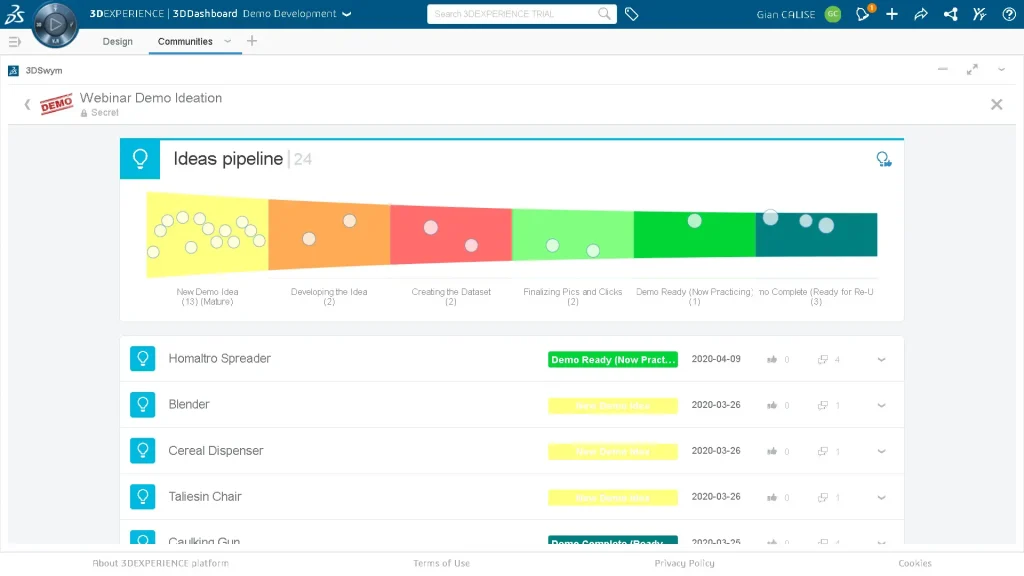 3DEXPERIENCE Idea Pipeline