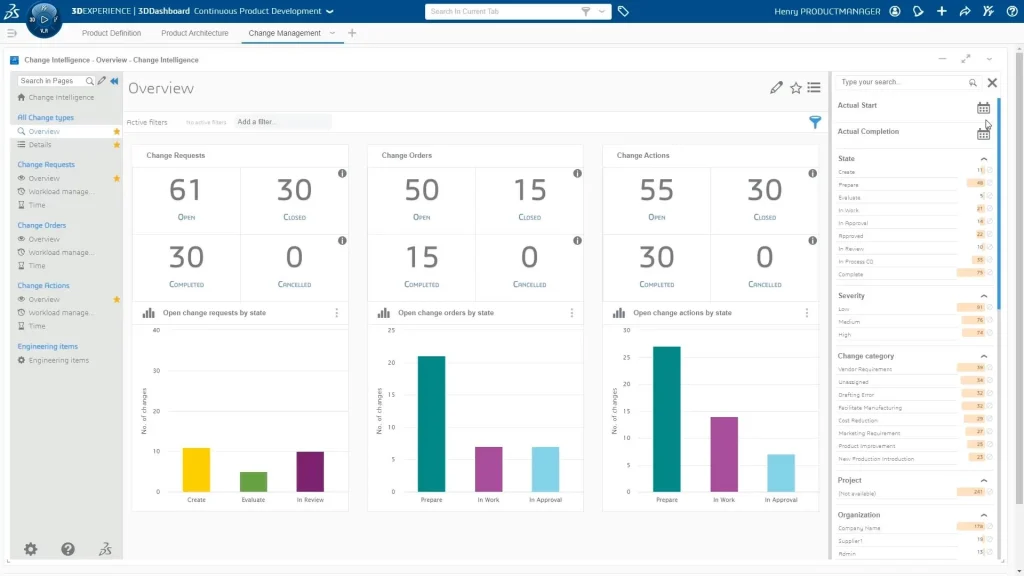 3DEXPERIENCE Engineering Change Management Report