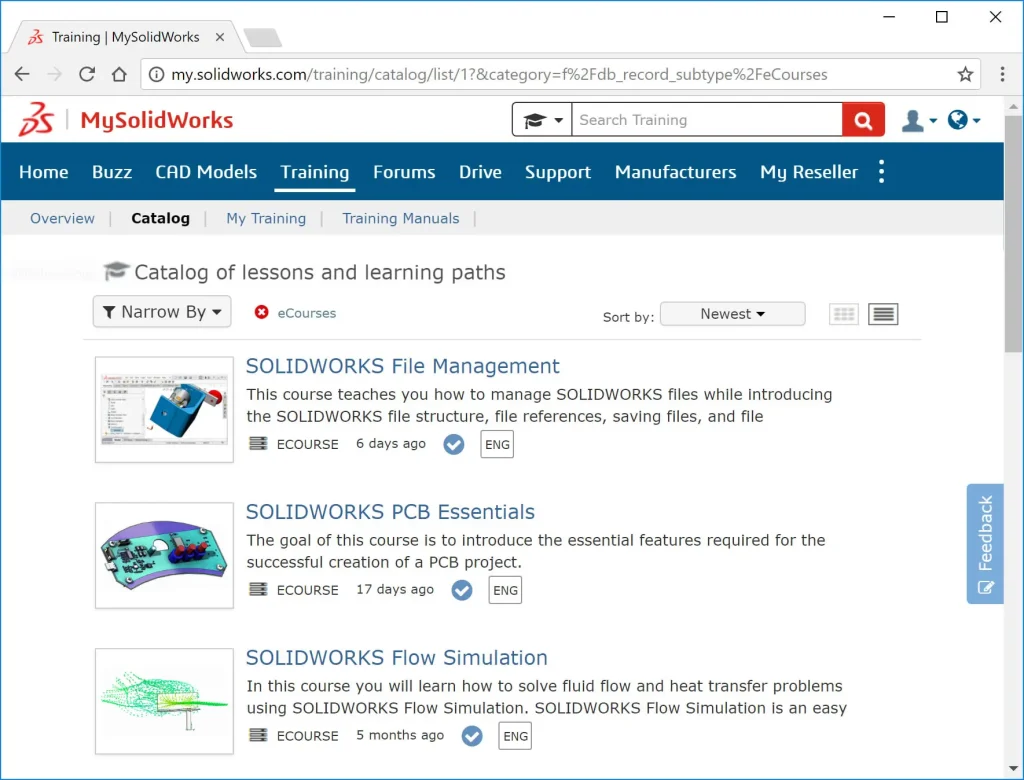 MySolidWorks eCourses