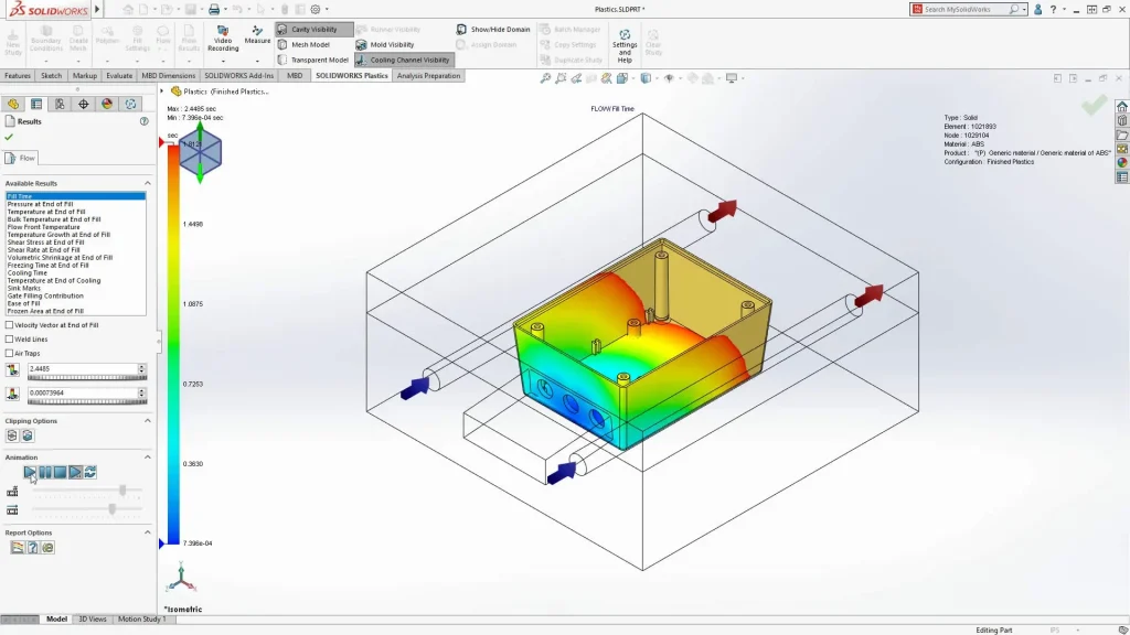 SOLIDWORKS Plastics Mold Analysis