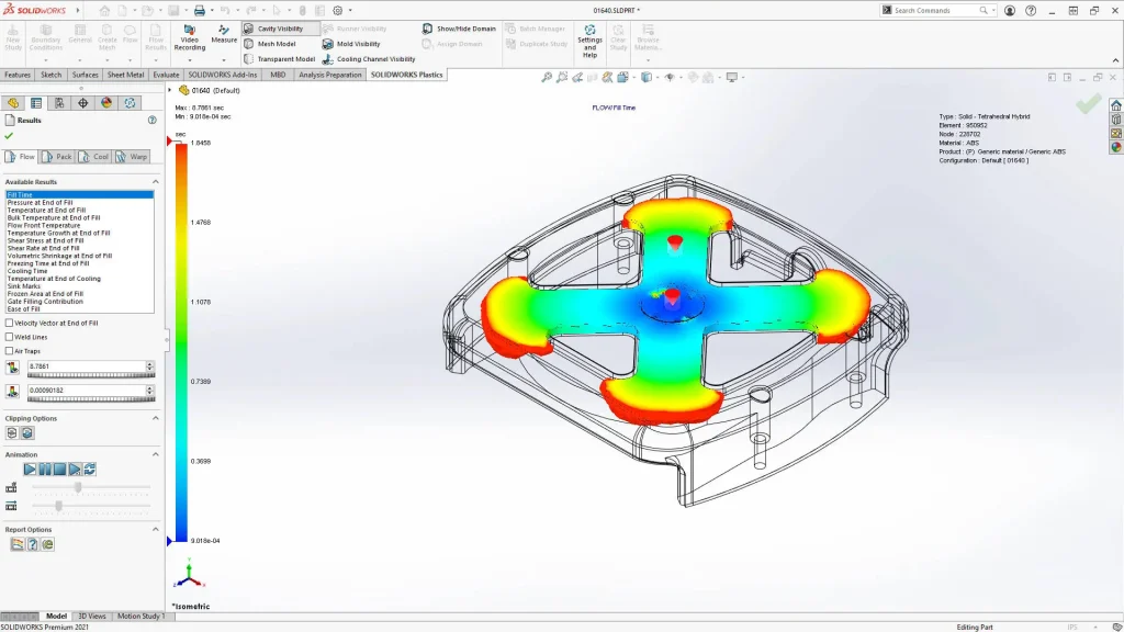 SOLIDWORKS Plastics part analysis